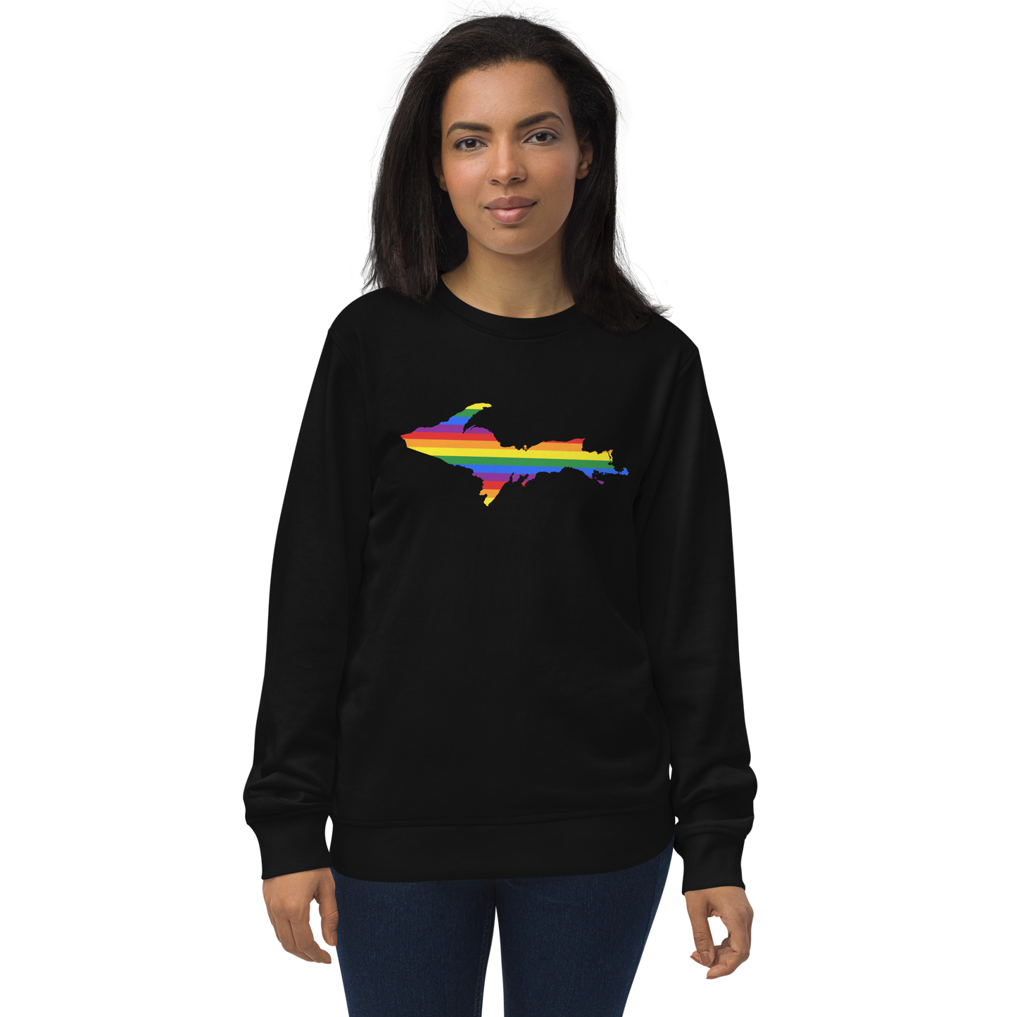 Michigan Upper Peninsula Sweatshirt (w/ UP Pride Flag Outline) | Unisex Organic