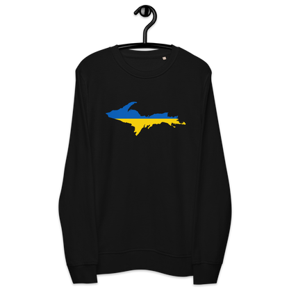 Michigan Upper Peninsula Sweatshirt (w/ Ukraine Flag Outline) | Unisex Organic