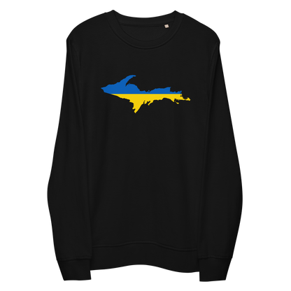 Michigan Upper Peninsula Sweatshirt (w/ Ukraine Flag Outline) | Unisex Organic