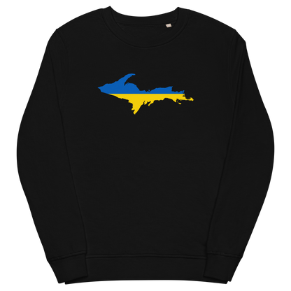 Michigan Upper Peninsula Sweatshirt (w/ Ukraine Flag Outline) | Unisex Organic