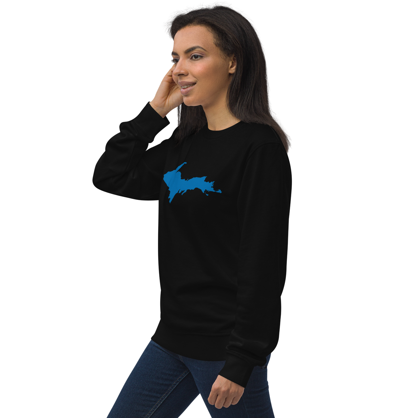 Michigan Upper Peninsula Organic Sweatshirt (w/ Azure UP Outline)