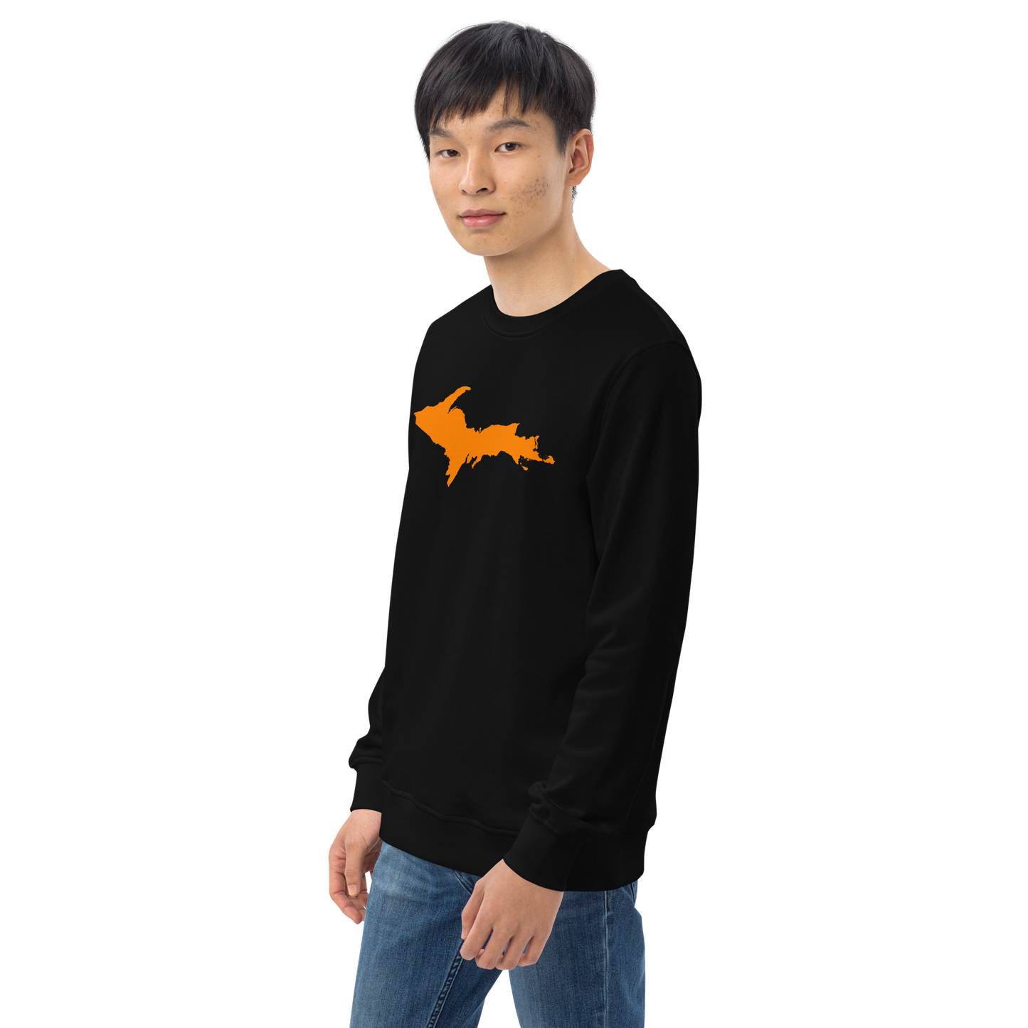 Michigan Upper Peninsula Organic Sweatshirt (w/ Orange UP Outline)