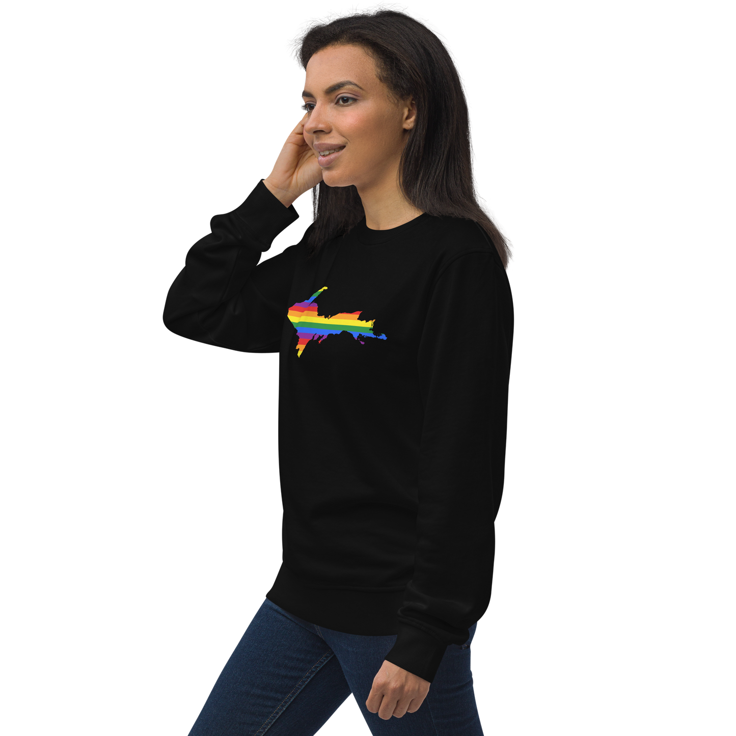 Michigan Upper Peninsula Sweatshirt (w/ UP Pride Flag Outline) | Unisex Organic