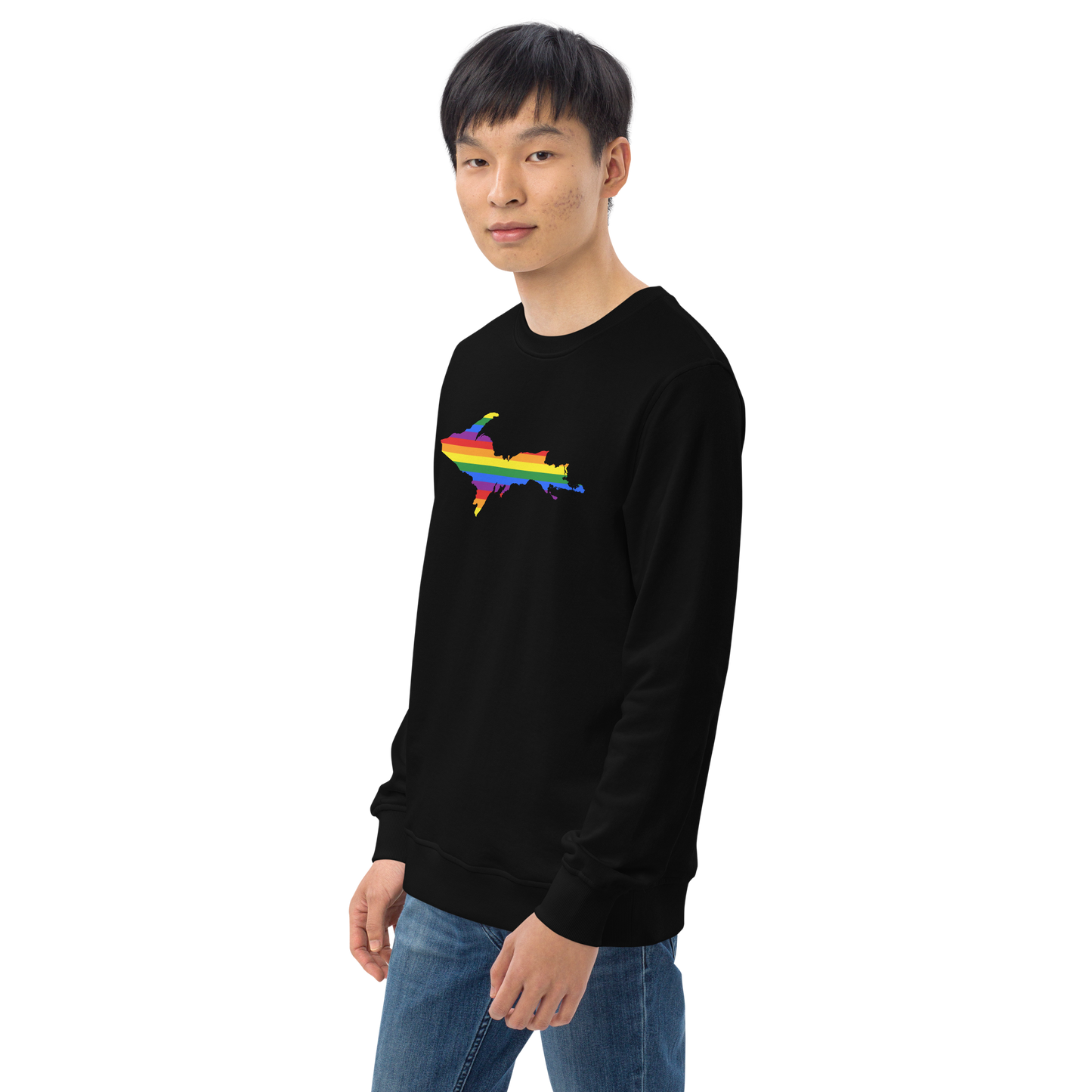 Michigan Upper Peninsula Sweatshirt (w/ UP Pride Flag Outline) | Unisex Organic