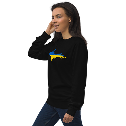 Michigan Upper Peninsula Sweatshirt (w/ Ukraine Flag Outline) | Unisex Organic