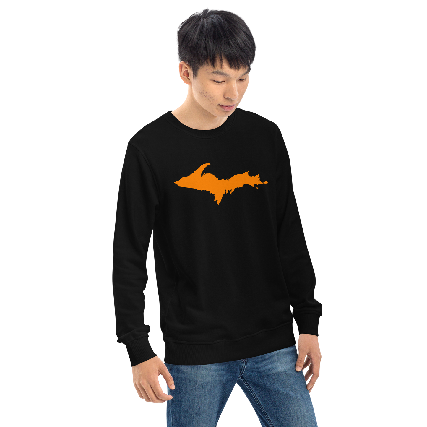 Michigan Upper Peninsula Organic Sweatshirt (w/ Orange UP Outline)