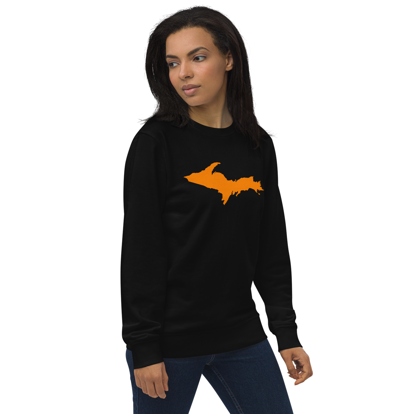 Michigan Upper Peninsula Organic Sweatshirt (w/ Orange UP Outline)