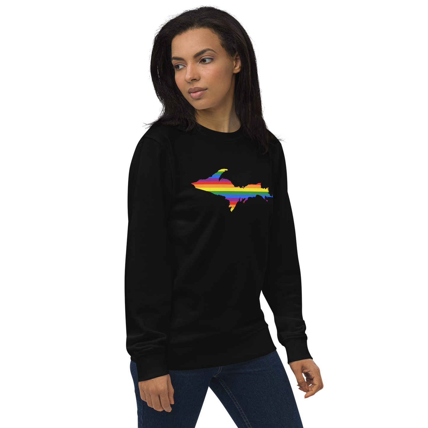 Michigan Upper Peninsula Sweatshirt (w/ UP Pride Flag Outline) | Unisex Organic