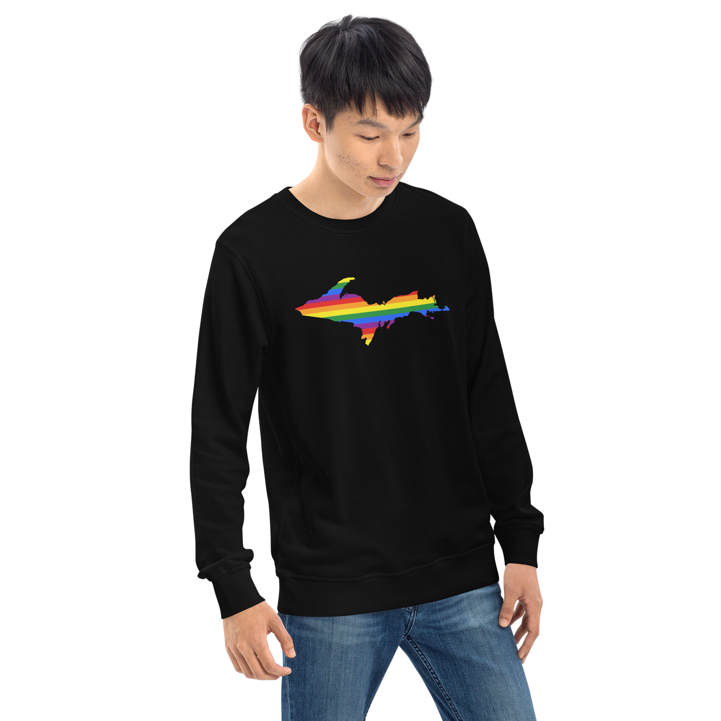 Michigan Upper Peninsula Sweatshirt (w/ UP Pride Flag Outline) | Unisex Organic