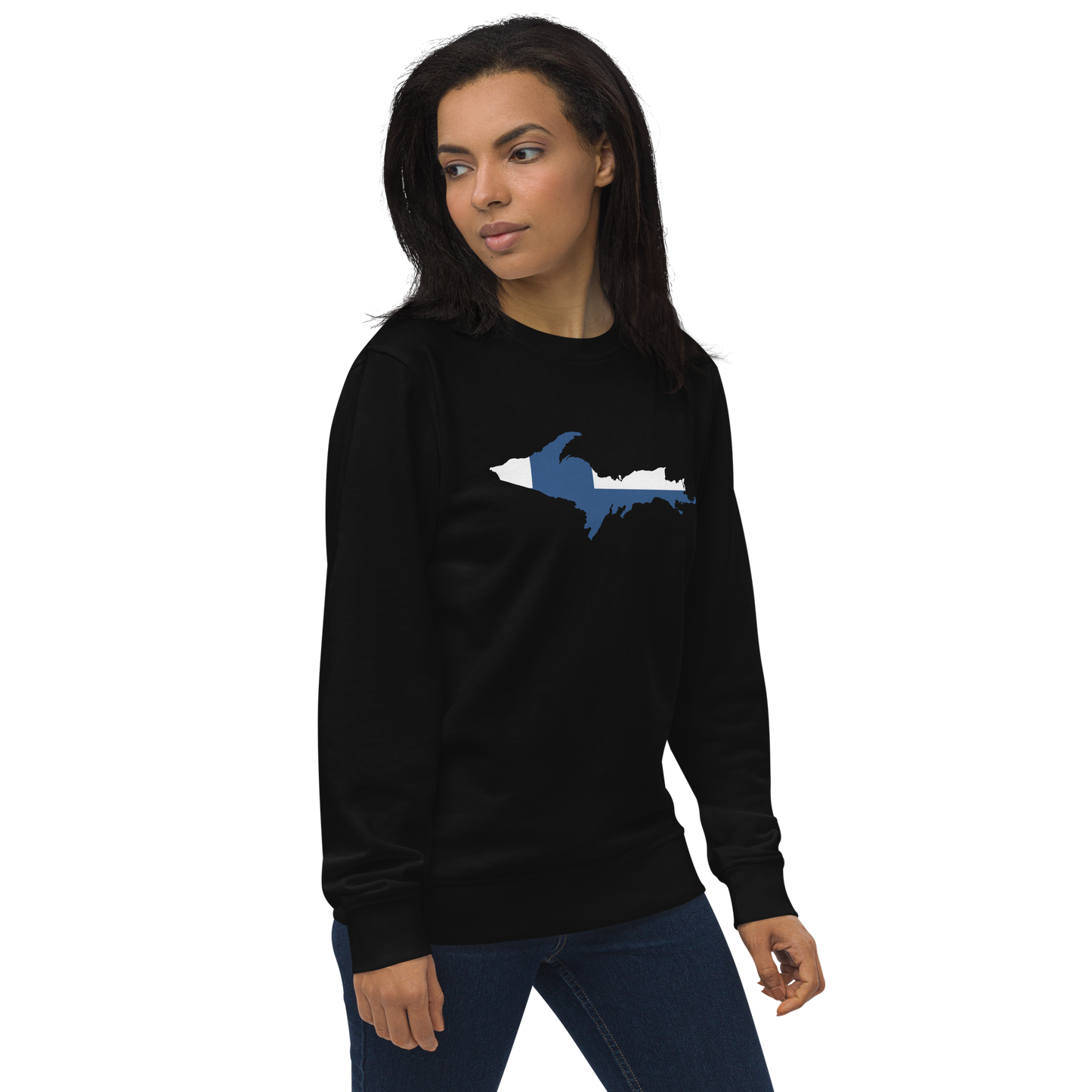 Michigan Upper Peninsula Sweatshirt (w/ UP Finland Flag Outline) | Unisex Organic