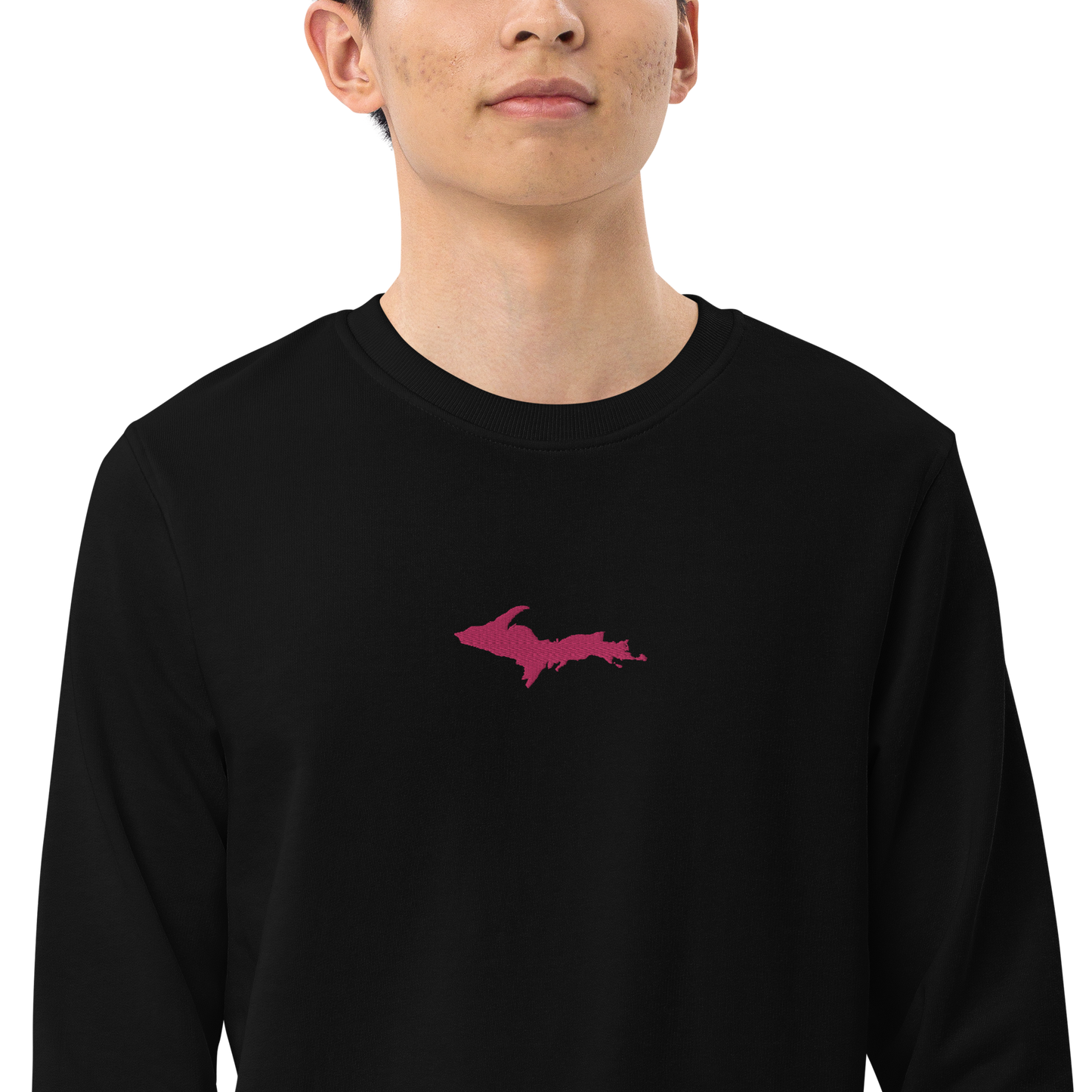 Michigan Upper Peninsula Sweatshirt (w/ Embroidered Pink UP Outline) | Unisex Organic