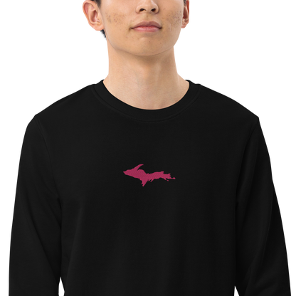 Michigan Upper Peninsula Sweatshirt (w/ Embroidered Pink UP Outline) | Unisex Organic