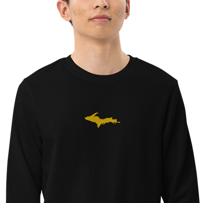 Michigan Upper Peninsula Sweatshirt (w/ Embroidered Gold UP Outline) | Unisex Organic