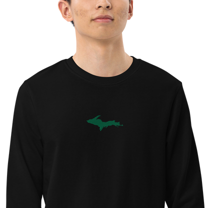 Michigan Upper Peninsula Sweatshirt (w/ Embroidered Green UP Outline) | Unisex Organic