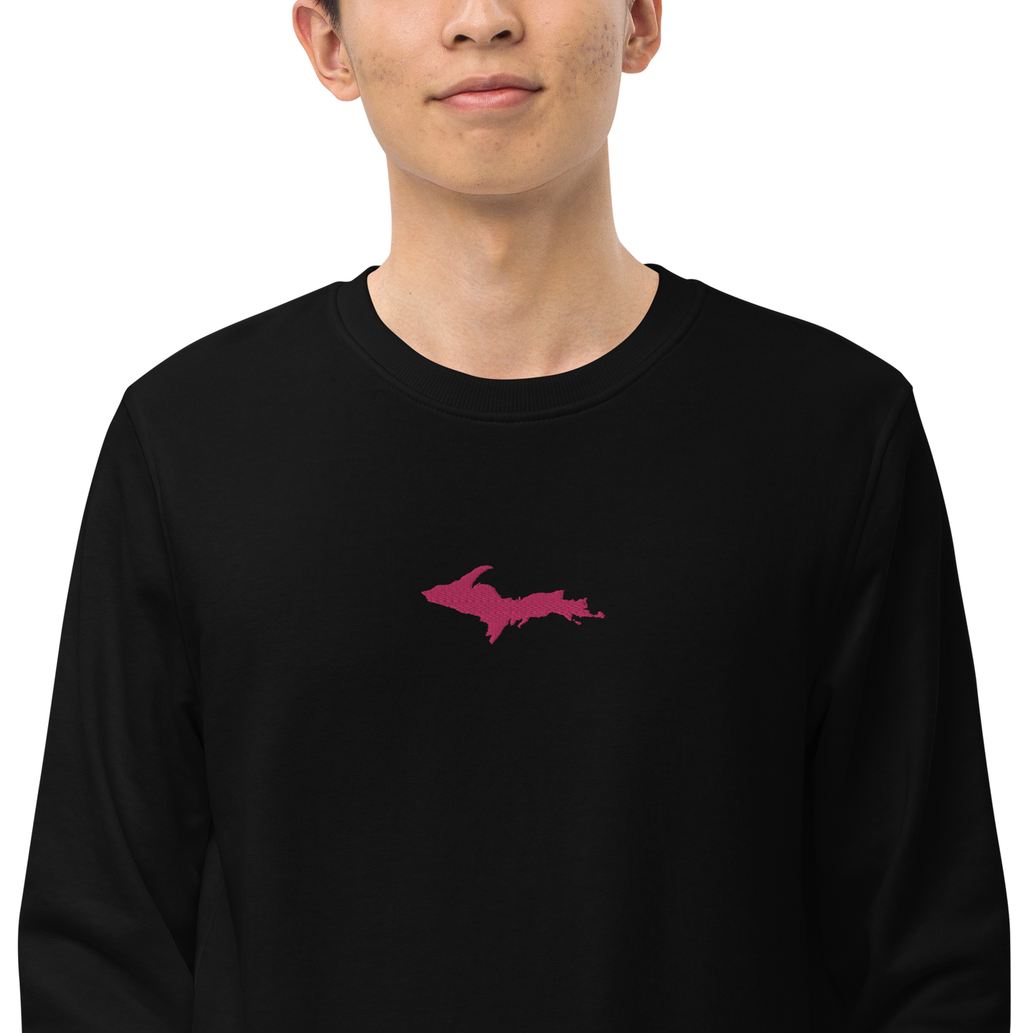 Michigan Upper Peninsula Sweatshirt (w/ Embroidered Pink UP Outline) | Unisex Organic