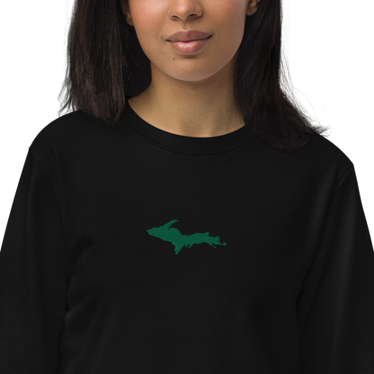 Michigan Upper Peninsula Sweatshirt (w/ Embroidered Green UP Outline) | Unisex Organic