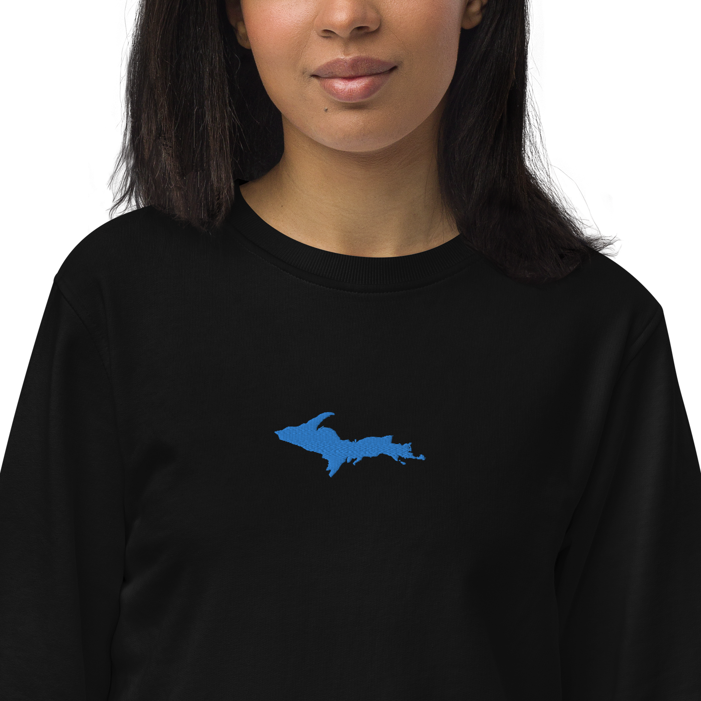 Michigan Upper Peninsula Sweatshirt (w/ Embroidered Azure UP Outline) | Unisex Organic