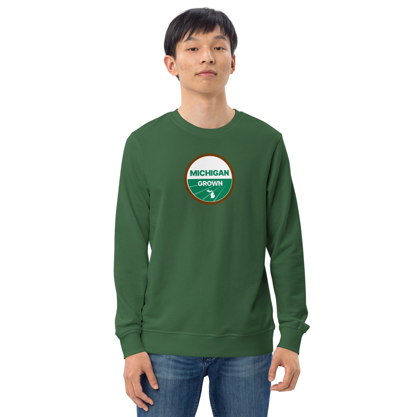 'Michigan Grown' Sweatshirt (Agricultural Certification Parody) | Unisex Organic