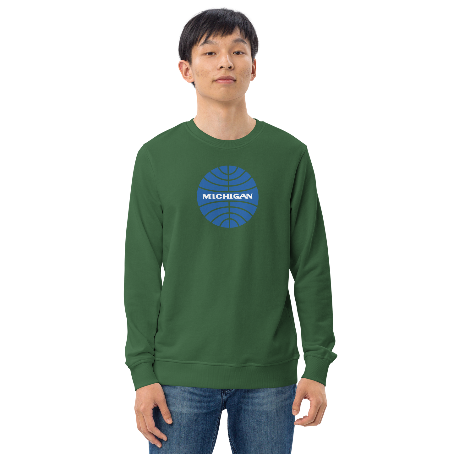 'Michigan' Organic Sweatshirt (Vintage Airline Parody)