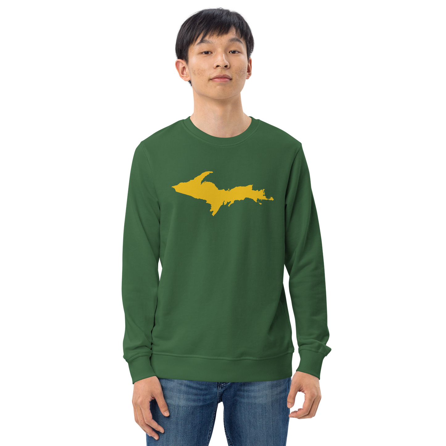 Michigan Upper Peninsula Organic Sweatshirt (w/ Gold UP Outline)