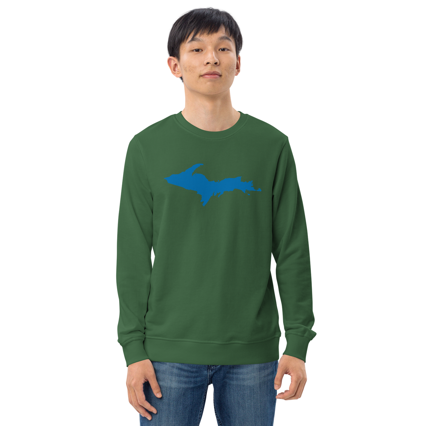 Michigan Upper Peninsula Organic Sweatshirt (w/ Azure UP Outline)