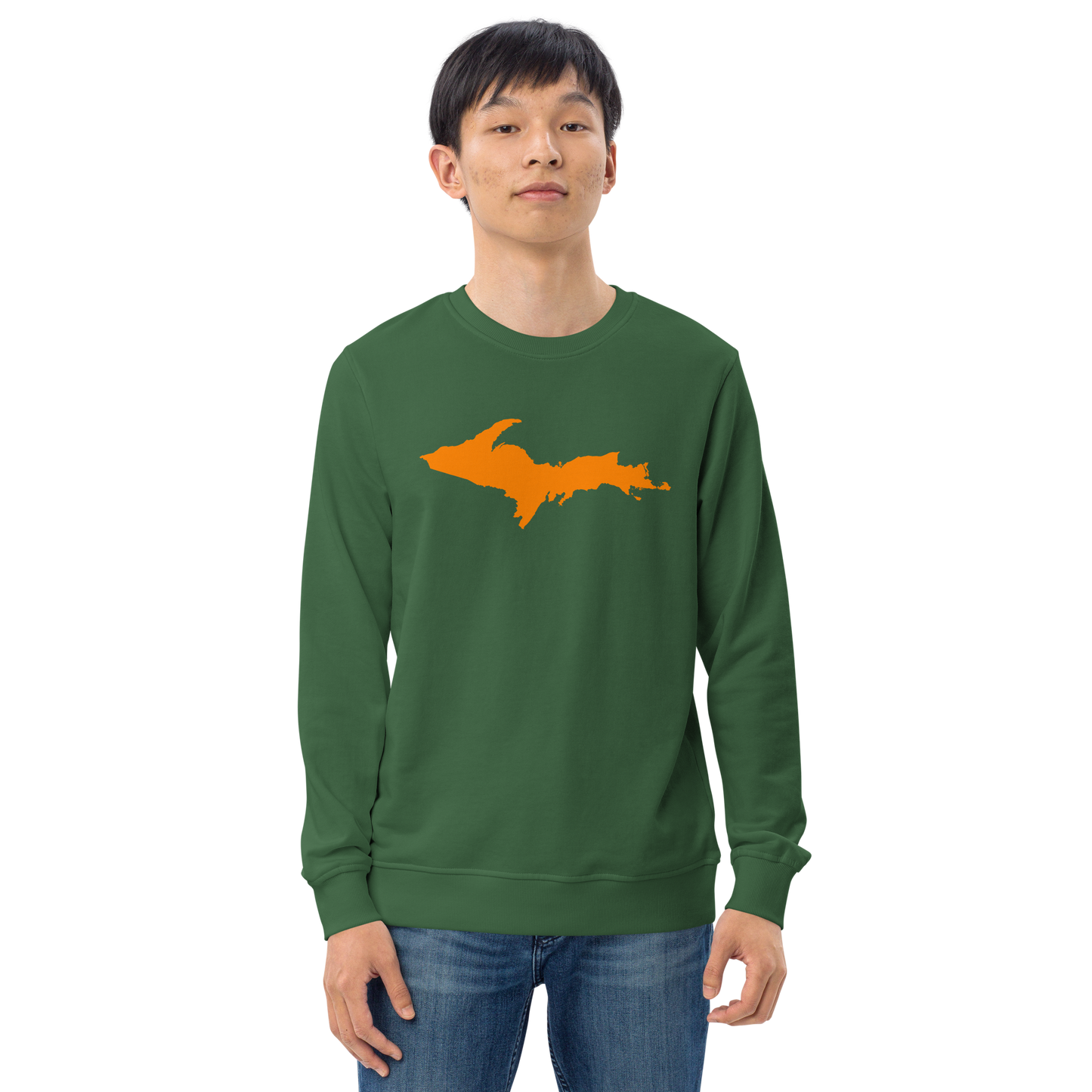 Michigan Upper Peninsula Organic Sweatshirt (w/ Orange UP Outline)