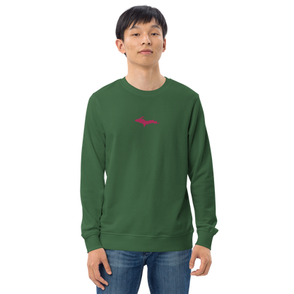 Michigan Upper Peninsula Sweatshirt (w/ Embroidered Pink UP Outline) | Unisex Organic