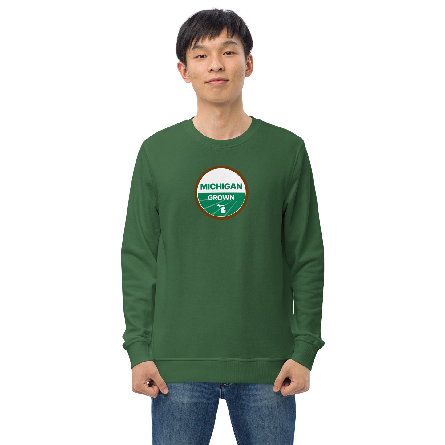 'Michigan Grown' Sweatshirt (Agricultural Certification Parody) | Unisex Organic