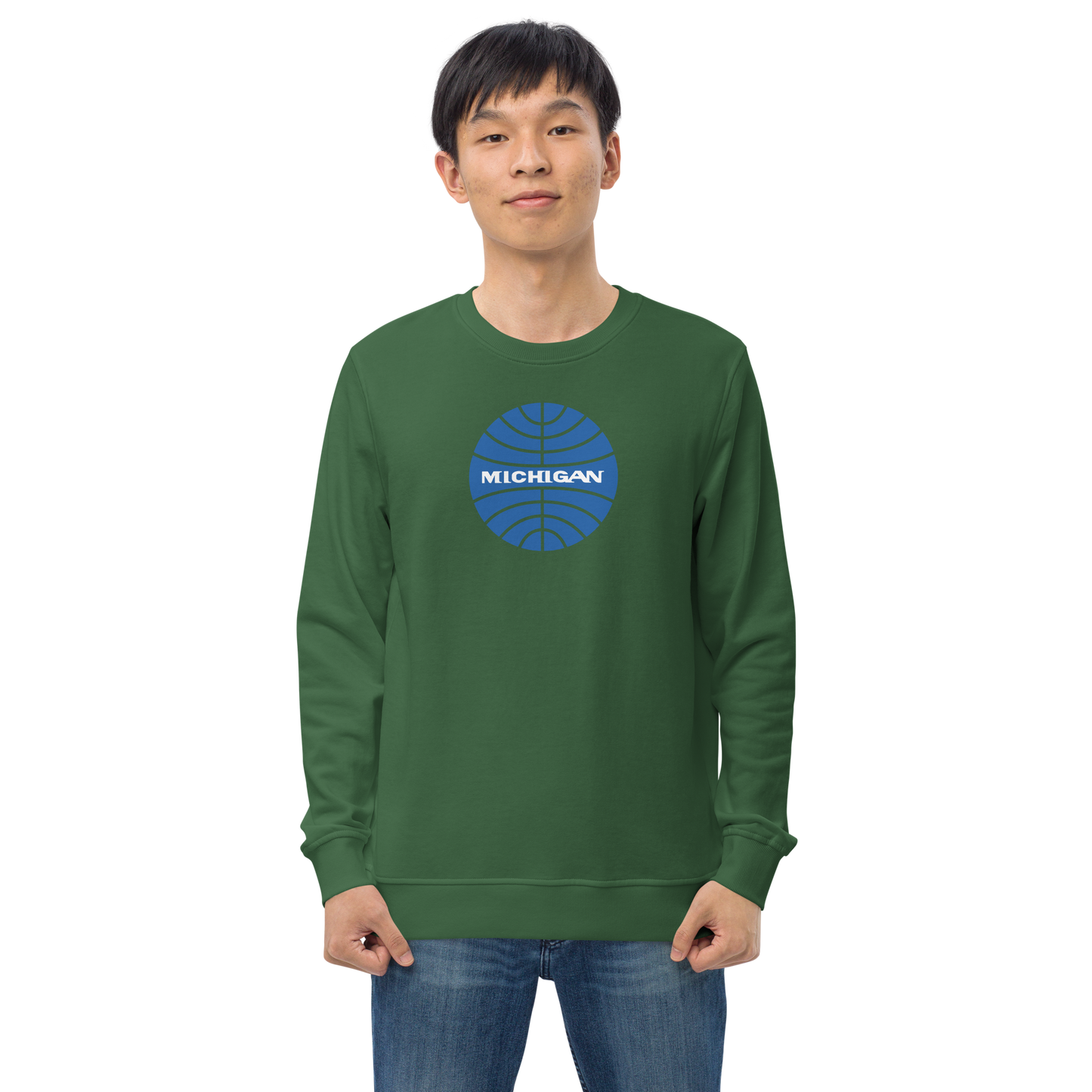 'Michigan' Organic Sweatshirt (Vintage Airline Parody)