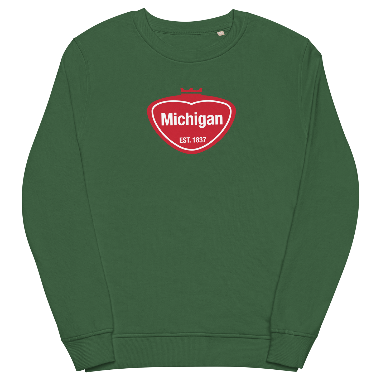 'Michigan EST 1837' Organic Sweatshirt (Local Sodapop Parody)