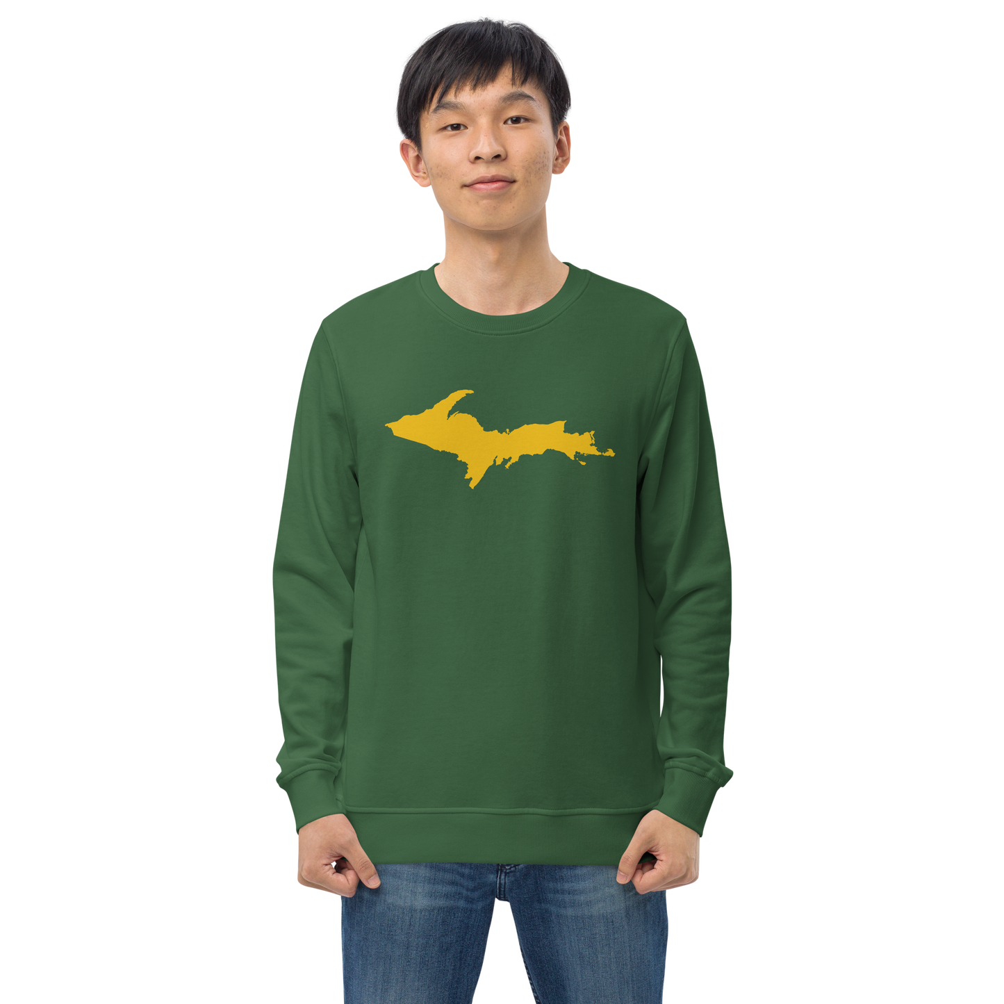 Michigan Upper Peninsula Organic Sweatshirt (w/ Gold UP Outline)