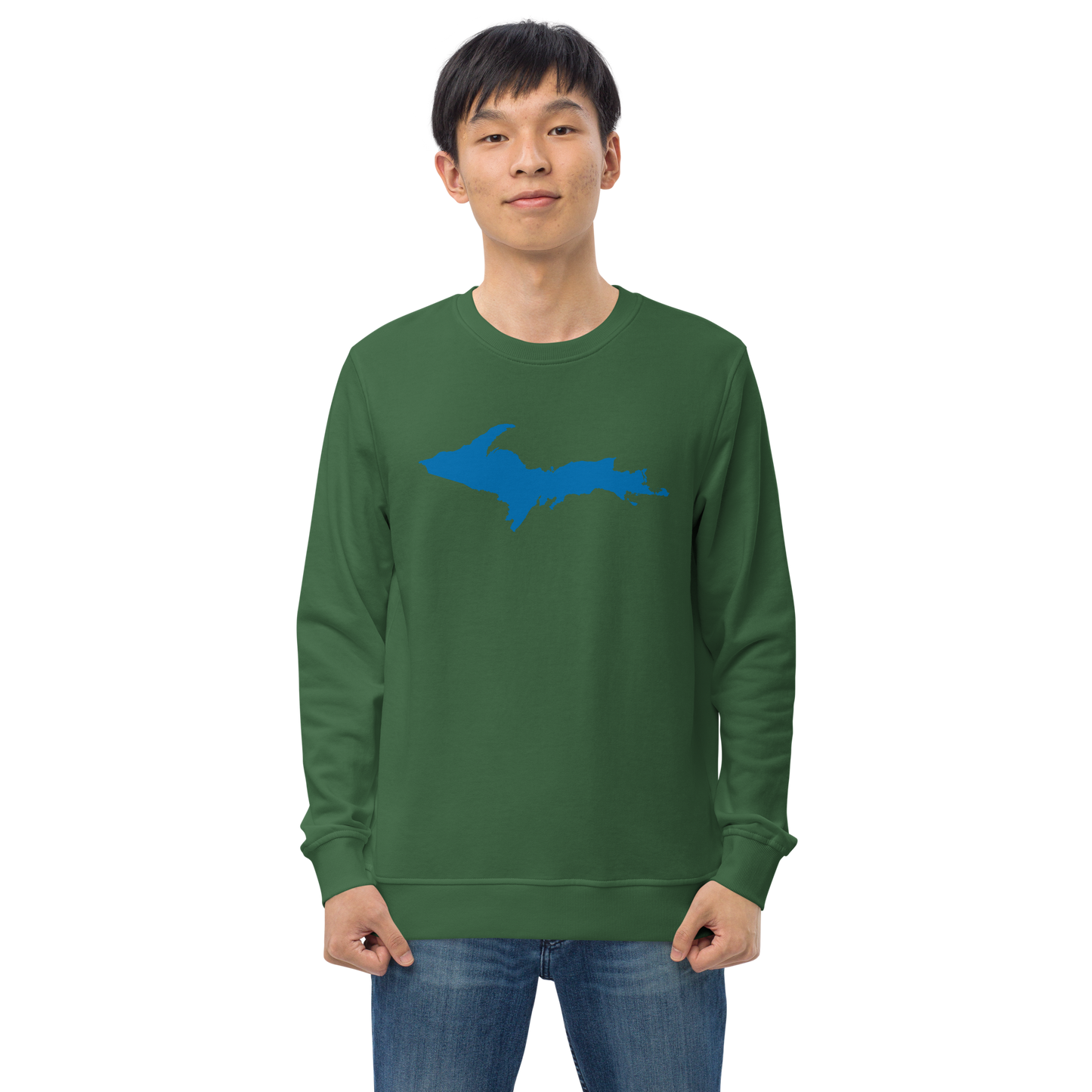 Michigan Upper Peninsula Organic Sweatshirt (w/ Azure UP Outline)