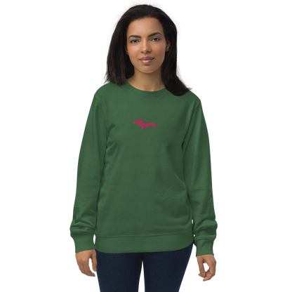 Michigan Upper Peninsula Sweatshirt (w/ Embroidered Pink UP Outline) | Unisex Organic