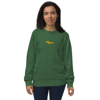 Michigan Upper Peninsula Sweatshirt (w/ Embroidered Gold UP Outline) | Unisex Organic