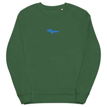 Michigan Upper Peninsula Sweatshirt (w/ Embroidered Azure UP Outline) | Unisex Organic