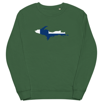 Michigan Upper Peninsula Sweatshirt (w/ UP Finland Flag Outline) | Unisex Organic