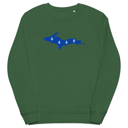 Michigan Upper Peninsula Sweatshirt (w/ UP Quebec Flag Outline) | Unisex Organic