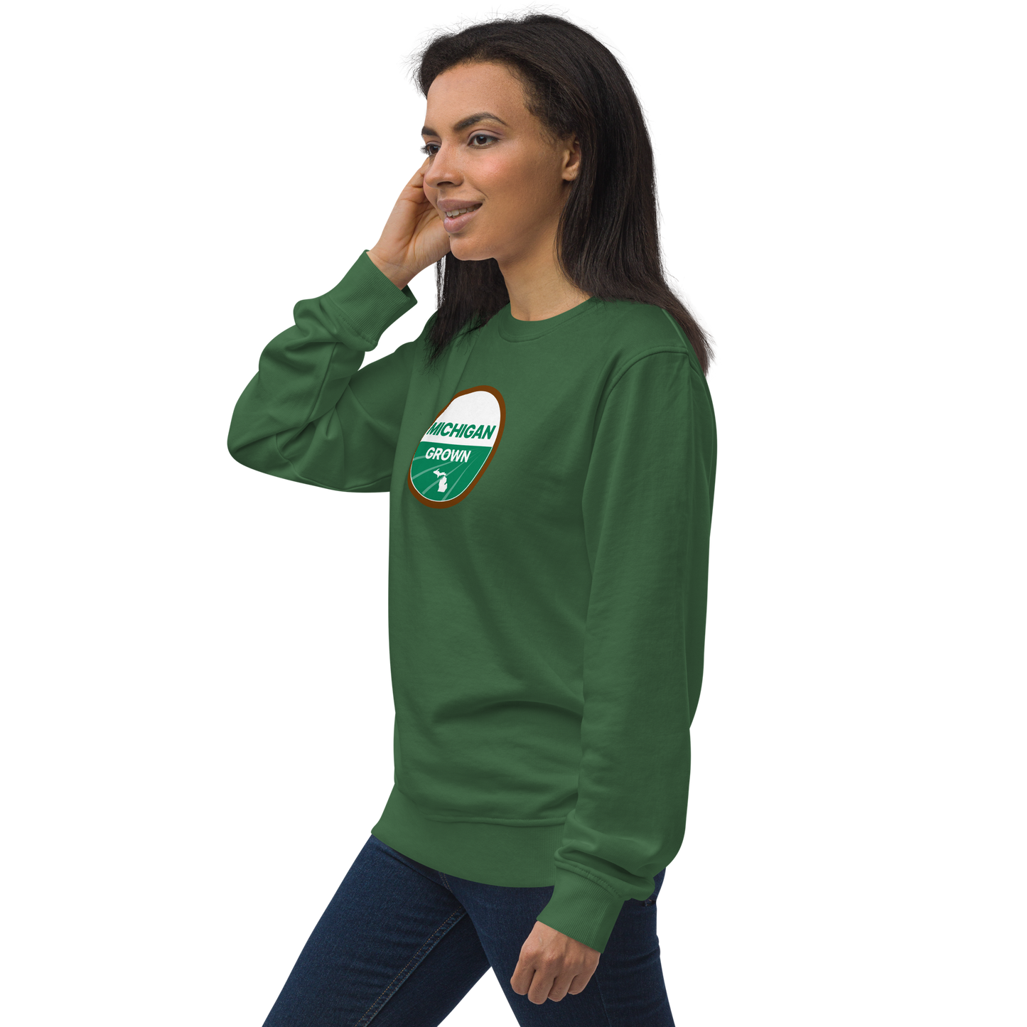 'Michigan Grown' Sweatshirt (Agricultural Certification Parody) | Unisex Organic