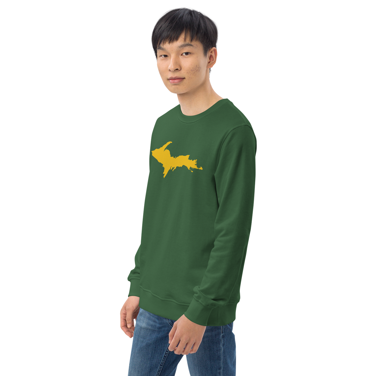 Michigan Upper Peninsula Organic Sweatshirt (w/ Gold UP Outline)