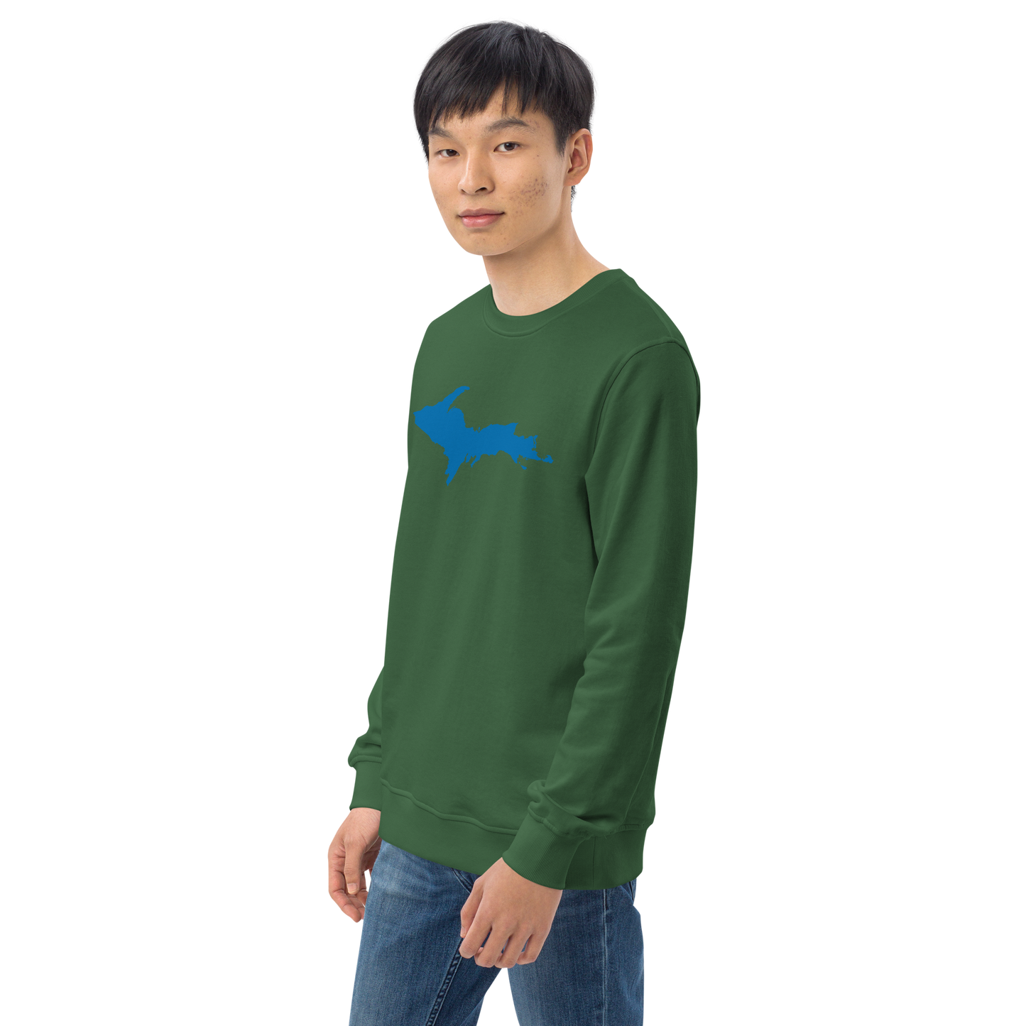 Michigan Upper Peninsula Organic Sweatshirt (w/ Azure UP Outline)