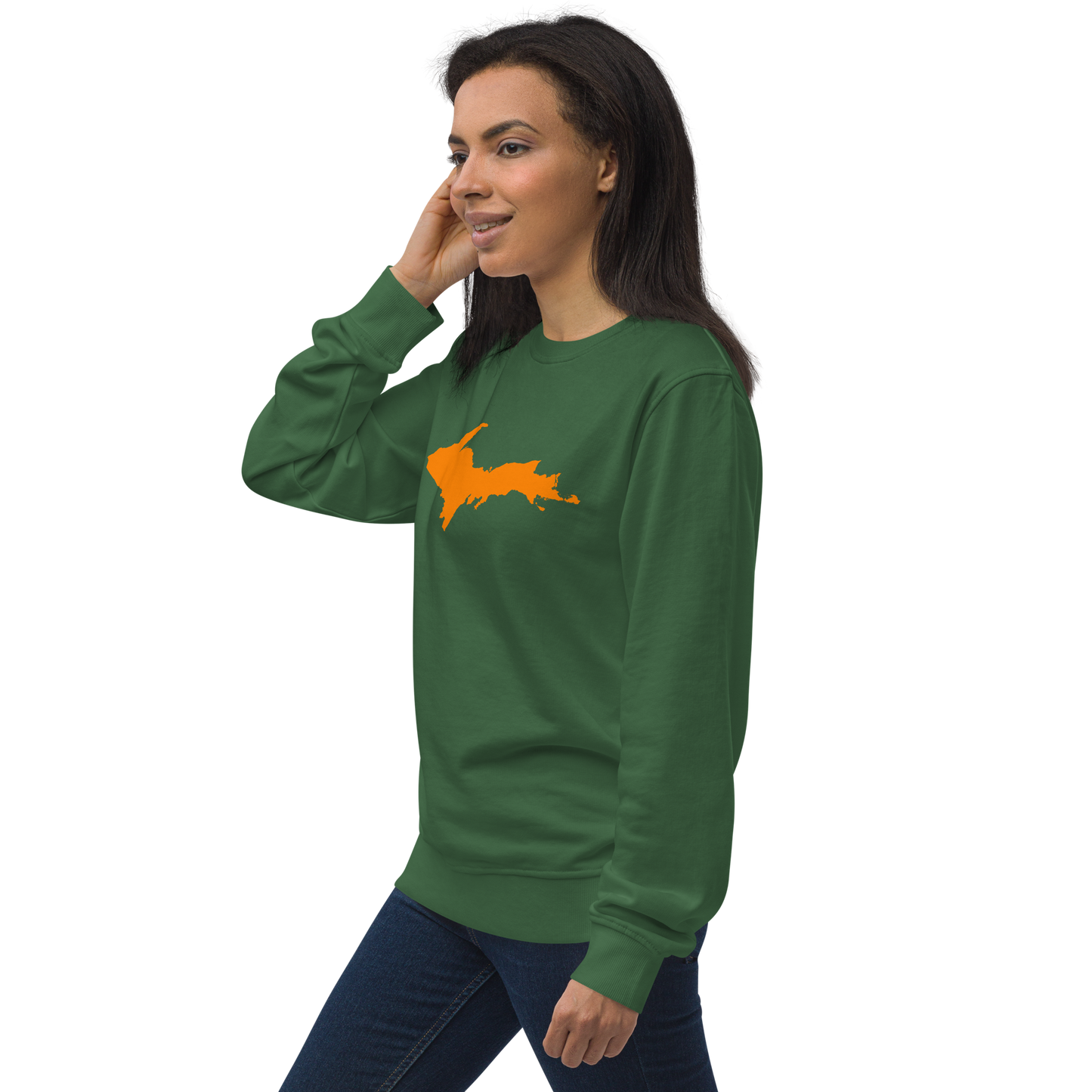 Michigan Upper Peninsula Organic Sweatshirt (w/ Orange UP Outline)