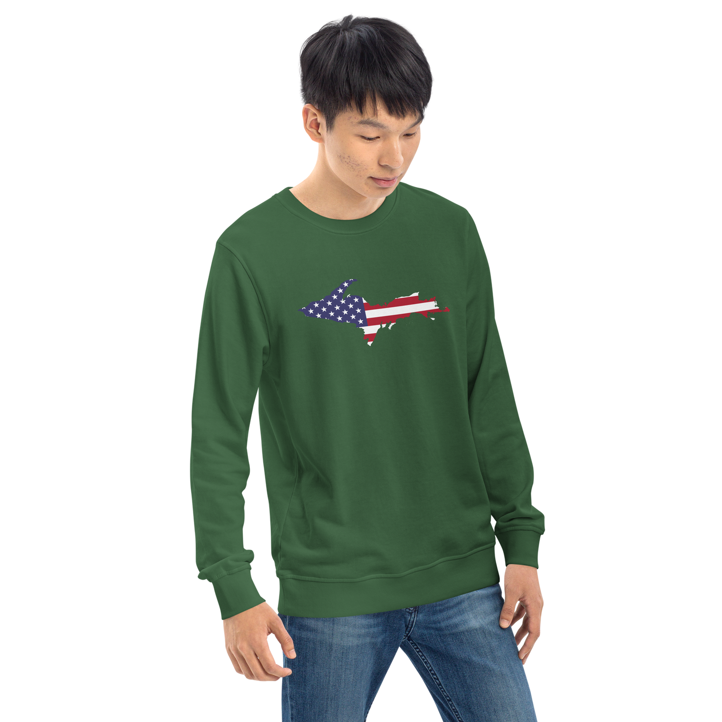 Michigan Upper Peninsula Organic Sweatshirt (w/ UP USA Flag Outline)