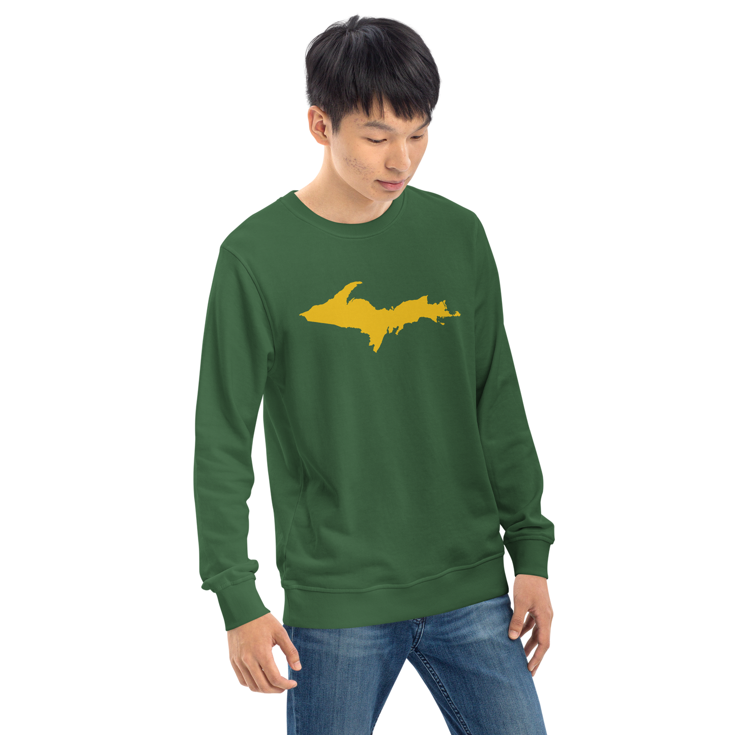 Michigan Upper Peninsula Organic Sweatshirt (w/ Gold UP Outline)