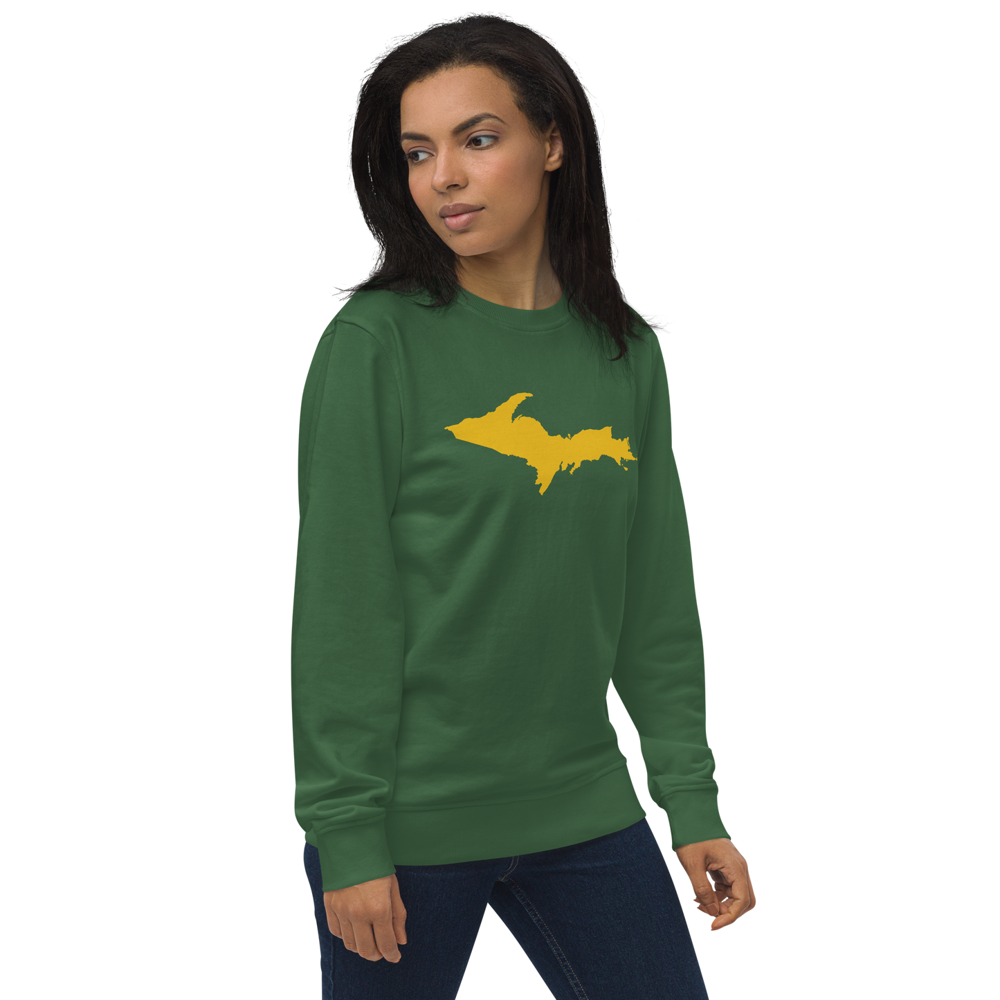 Michigan Upper Peninsula Organic Sweatshirt (w/ Gold UP Outline)