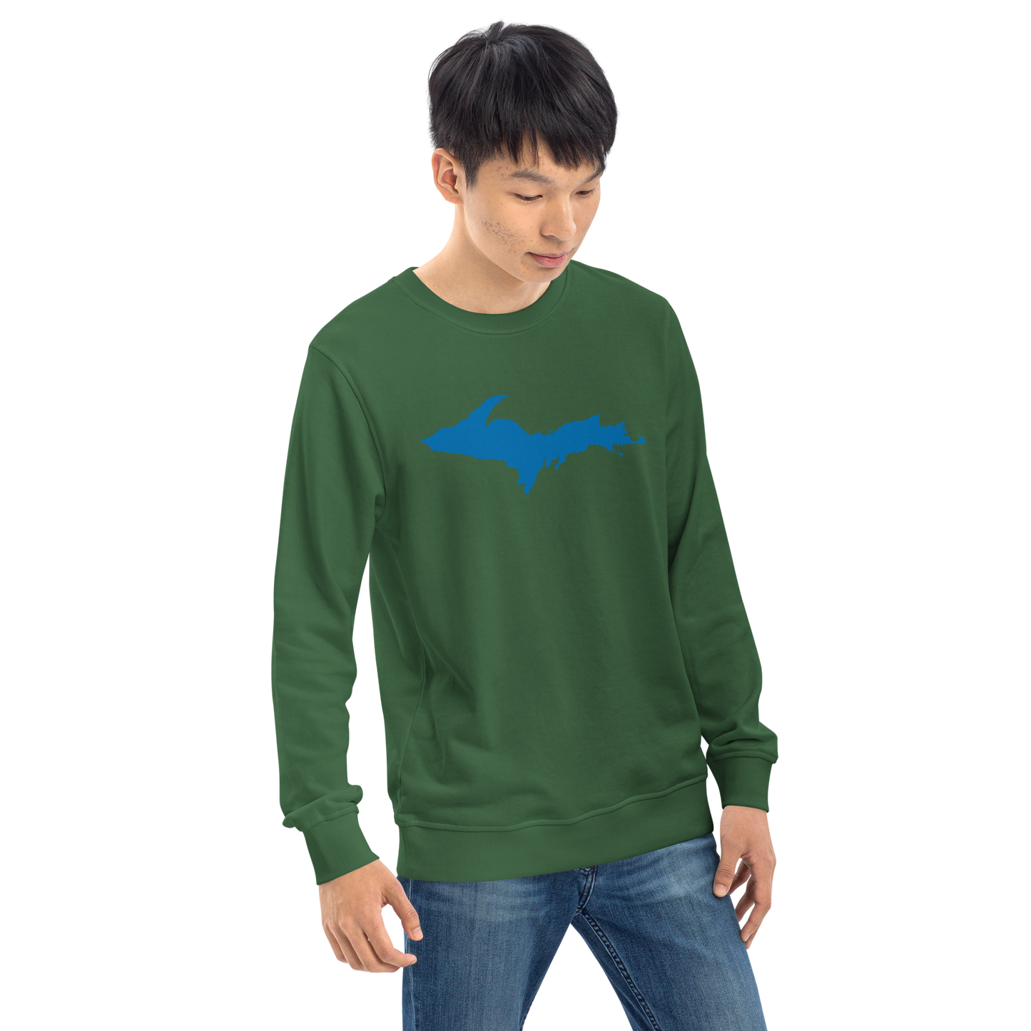 Michigan Upper Peninsula Organic Sweatshirt (w/ Azure UP Outline)