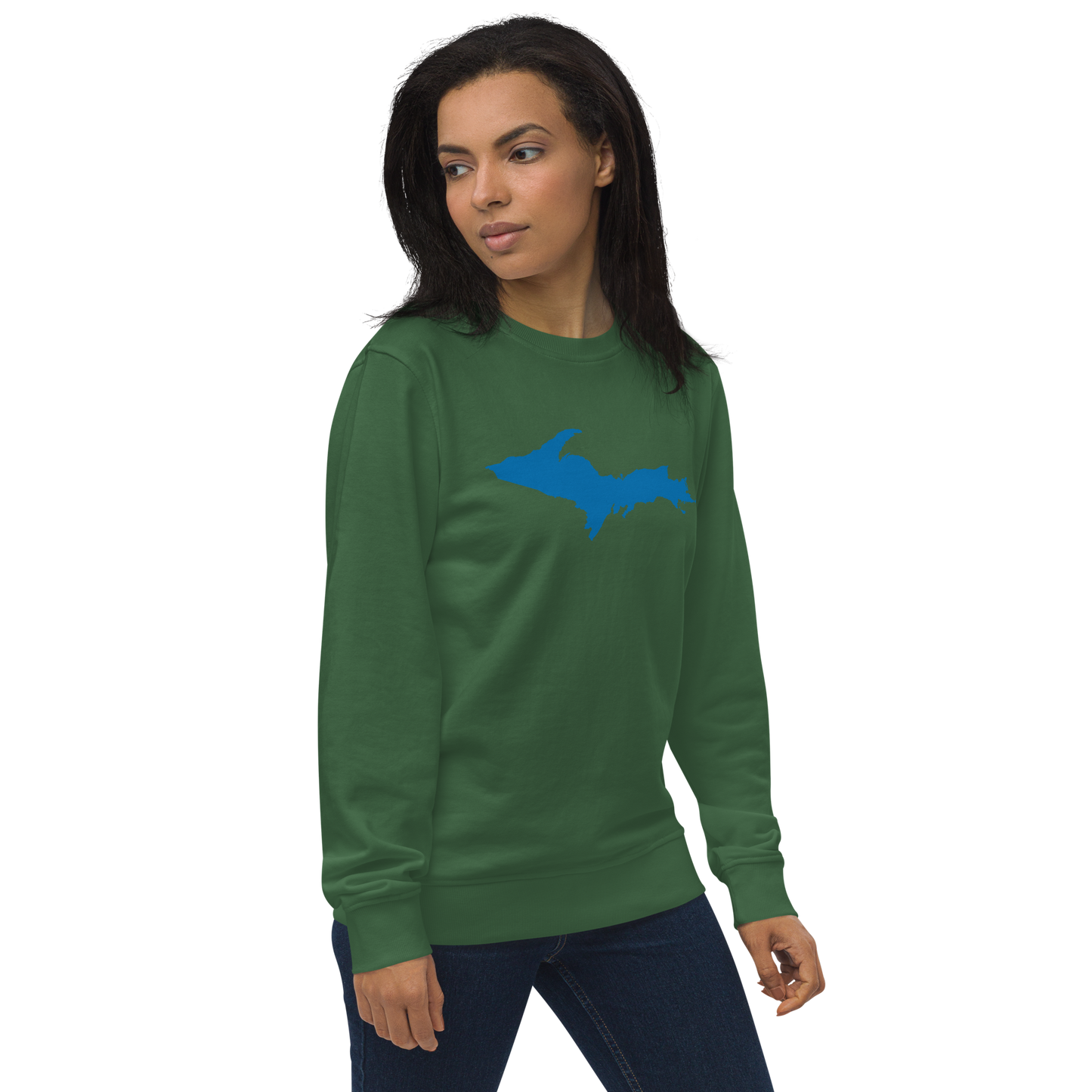 Michigan Upper Peninsula Organic Sweatshirt (w/ Azure UP Outline)