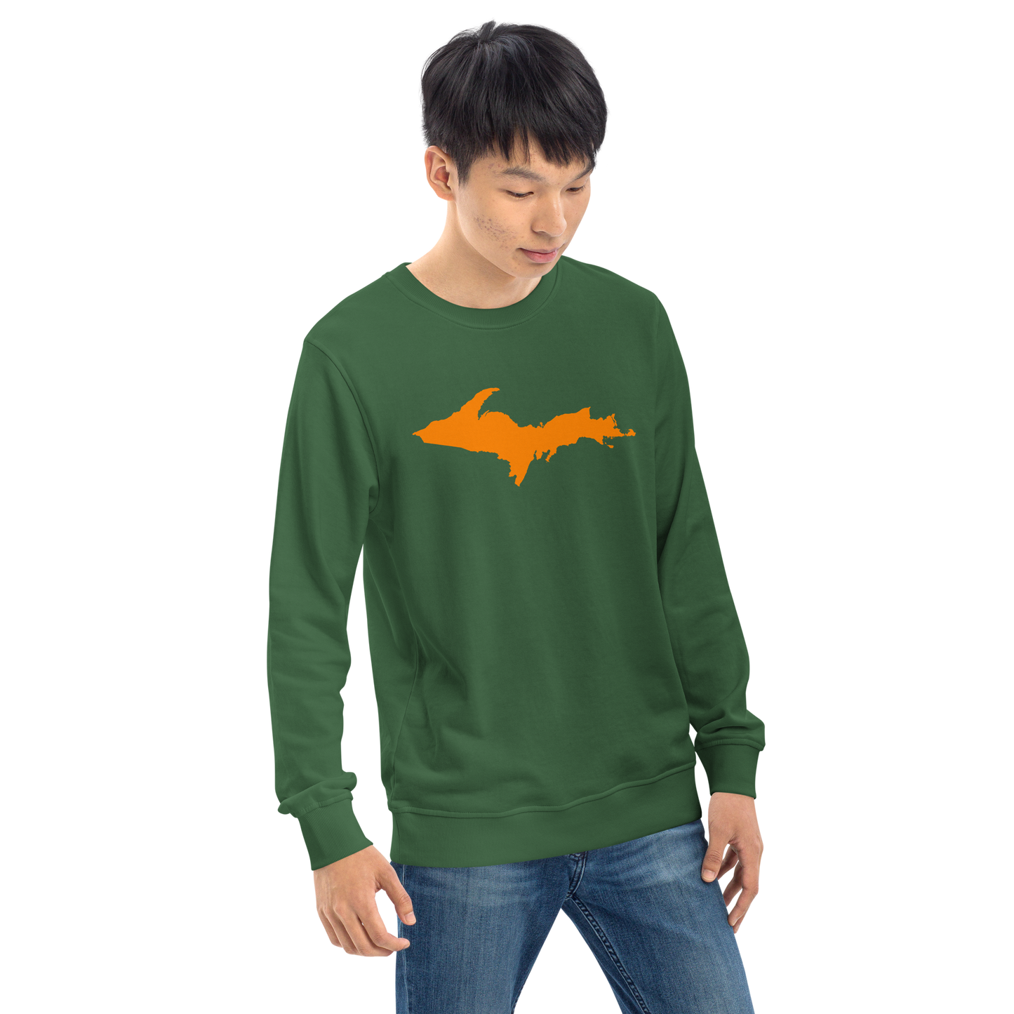 Michigan Upper Peninsula Organic Sweatshirt (w/ Orange UP Outline)