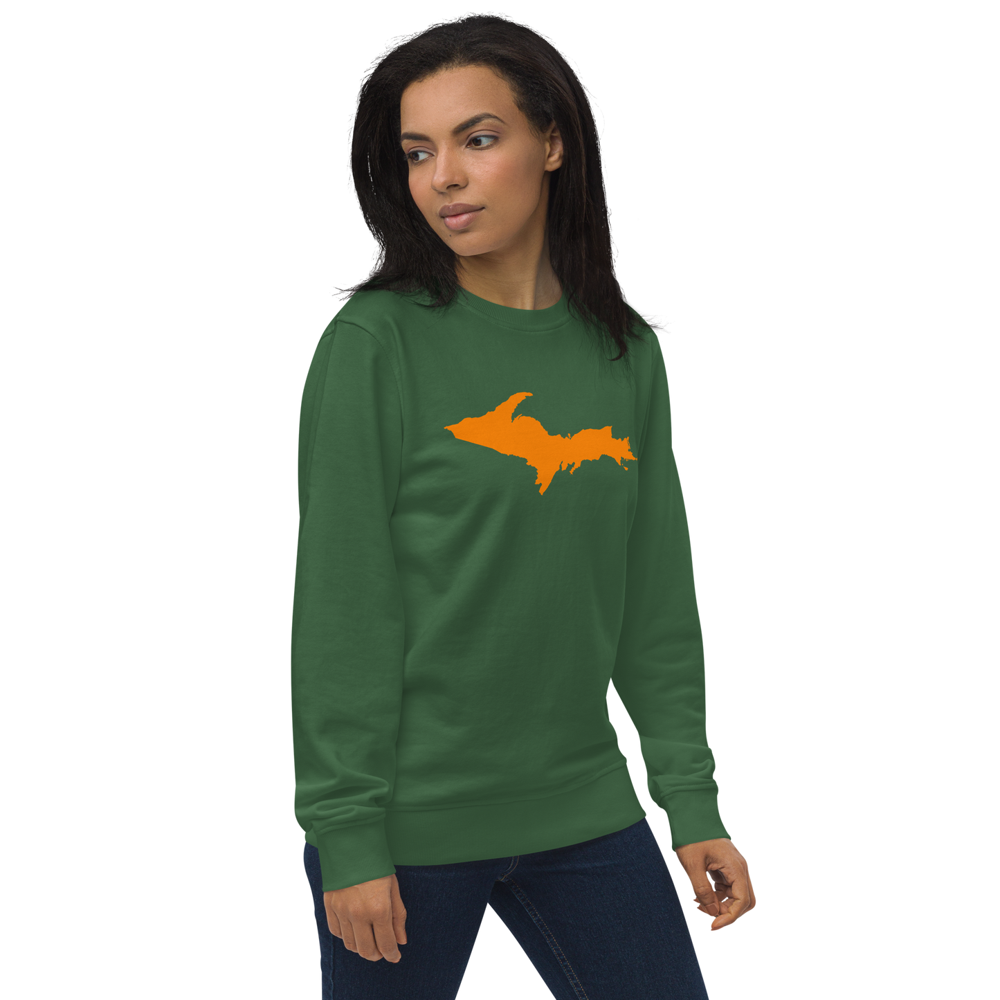 Michigan Upper Peninsula Organic Sweatshirt (w/ Orange UP Outline)