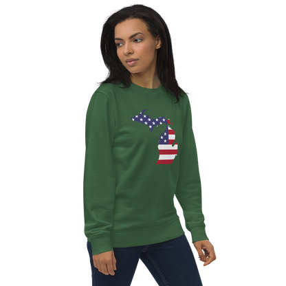 Michigan Organic Sweatshirt (w/ MI USA Flag Outline)