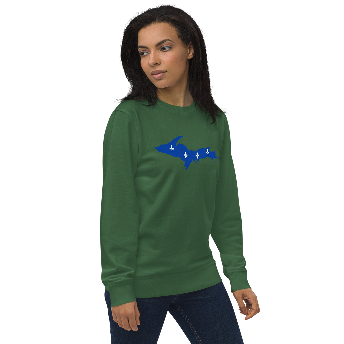 Michigan Upper Peninsula Sweatshirt (w/ UP Quebec Flag Outline) | Unisex Organic